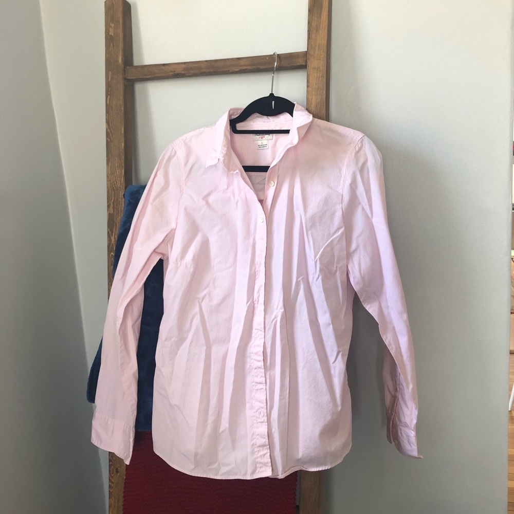 J Crew Pink Striped Button Down
